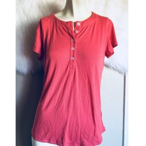 CAbi #263 Henley T-shirt Capped Sleeve Size M